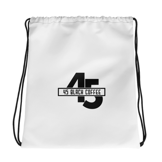 45 Black Coffee Drawstring Bag