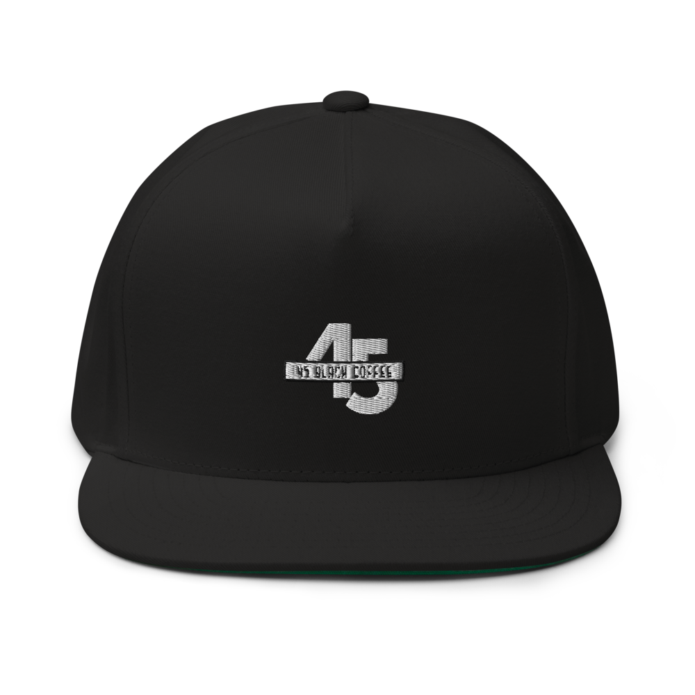 45 Black Coffee Flat Bill Cap