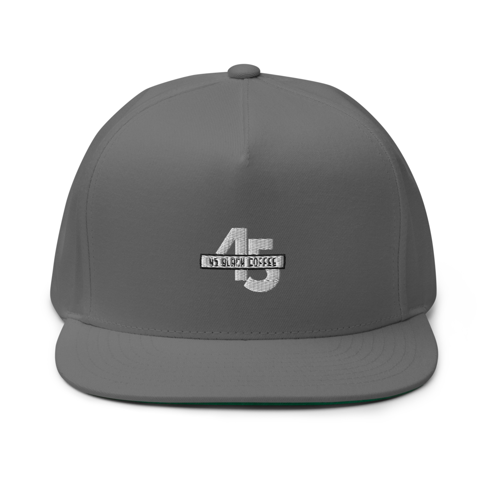 45 Black Coffee Flat Bill Cap