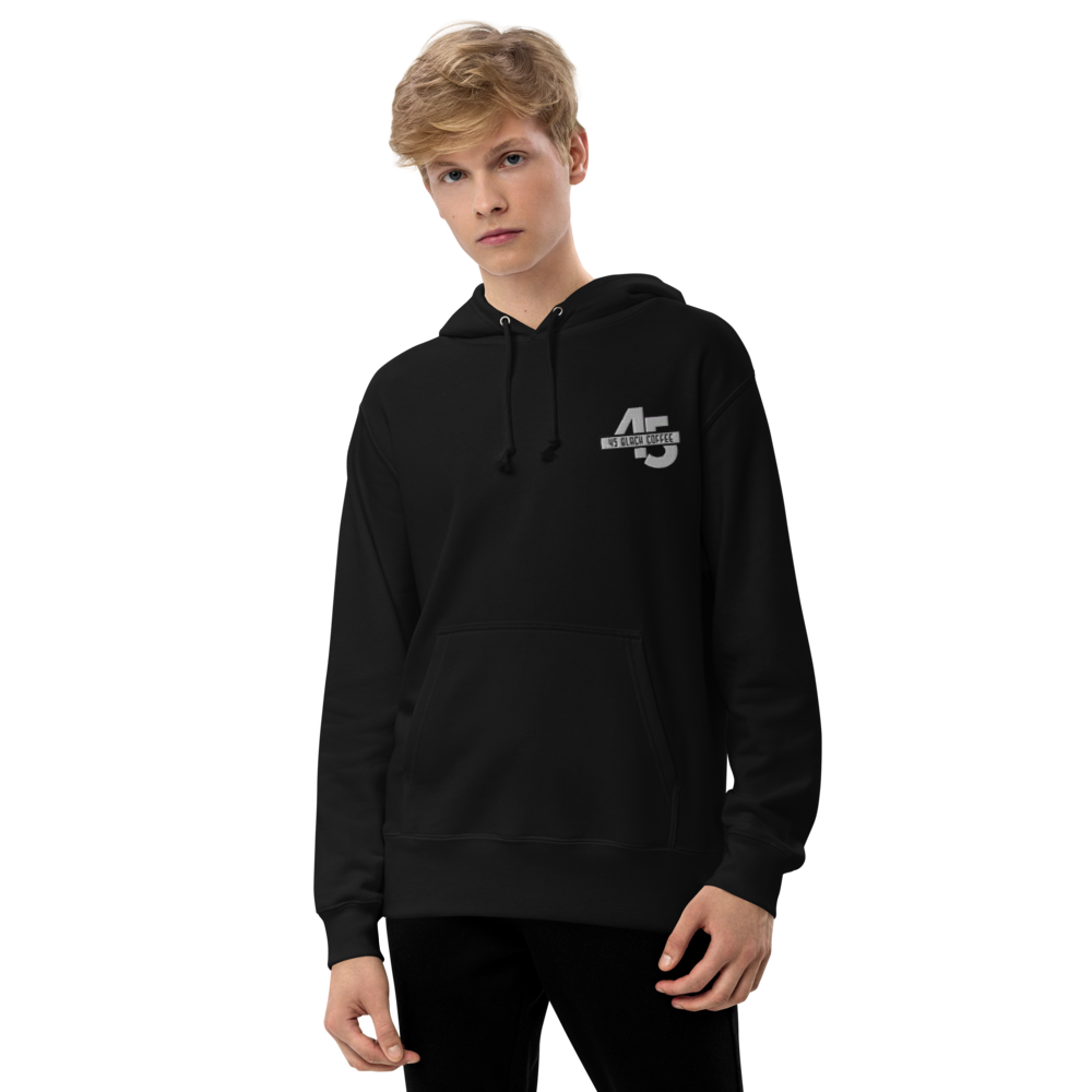 45 Black Coffee Embroidered Unisex Pullover Hoodie