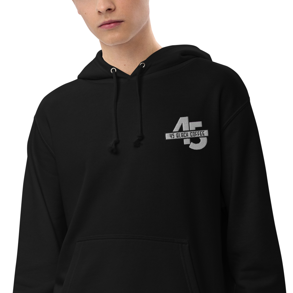 45 Black Coffee Embroidered Unisex Pullover Hoodie