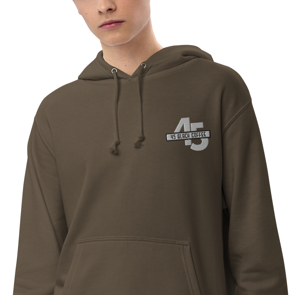 45 Black Coffee Embroidered Unisex Pullover Hoodie