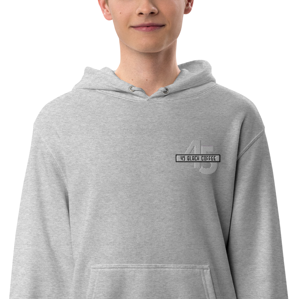 45 Black Coffee Embroidered Unisex Pullover Hoodie