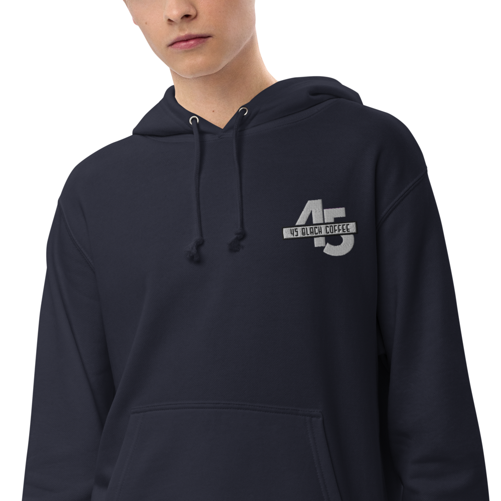 45 Black Coffee Embroidered Unisex Pullover Hoodie