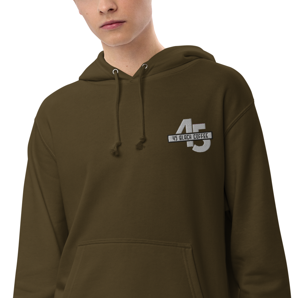 45 Black Coffee Embroidered Unisex Pullover Hoodie