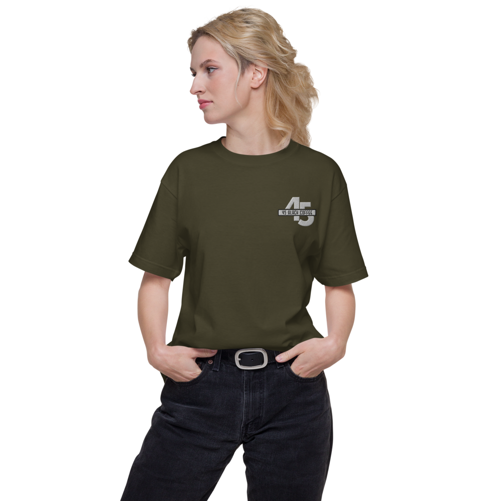 45 Black Coffee Embroidered Unisex Short Sleeve Tee