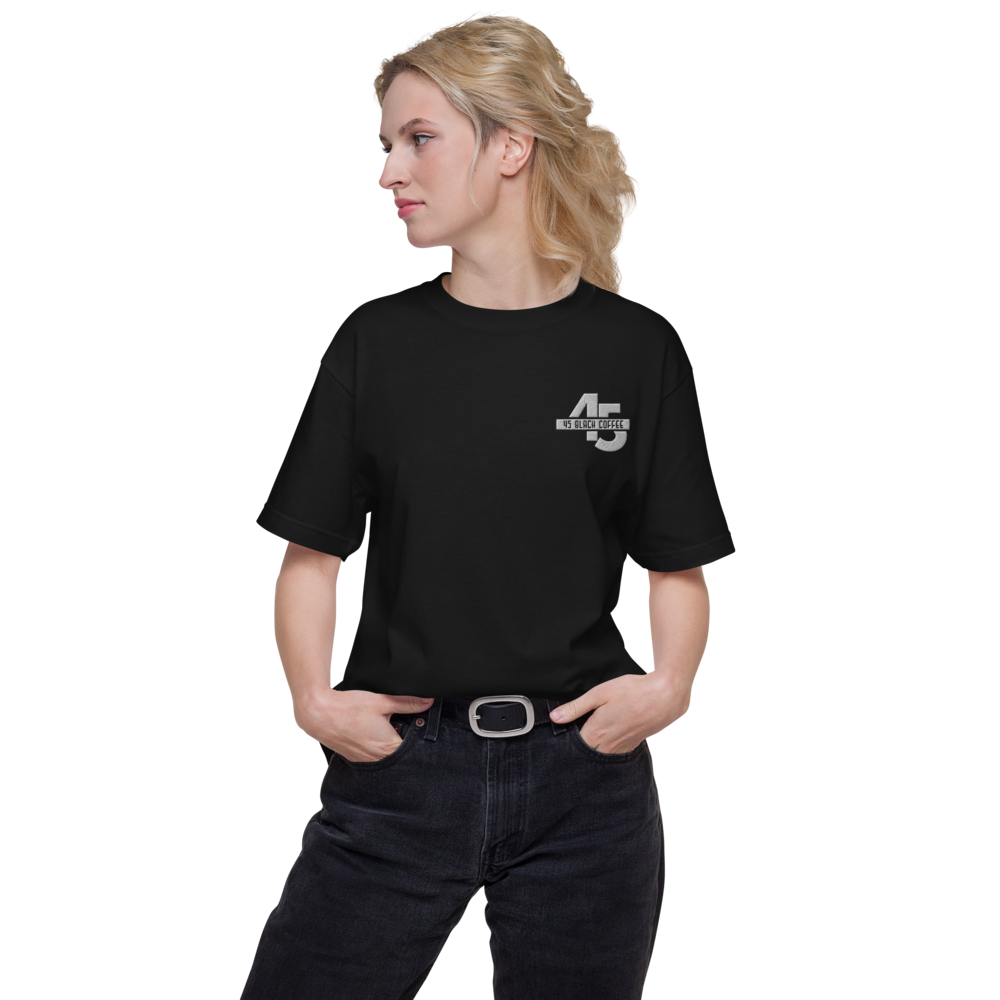 45 Black Coffee Embroidered Unisex Short Sleeve Tee