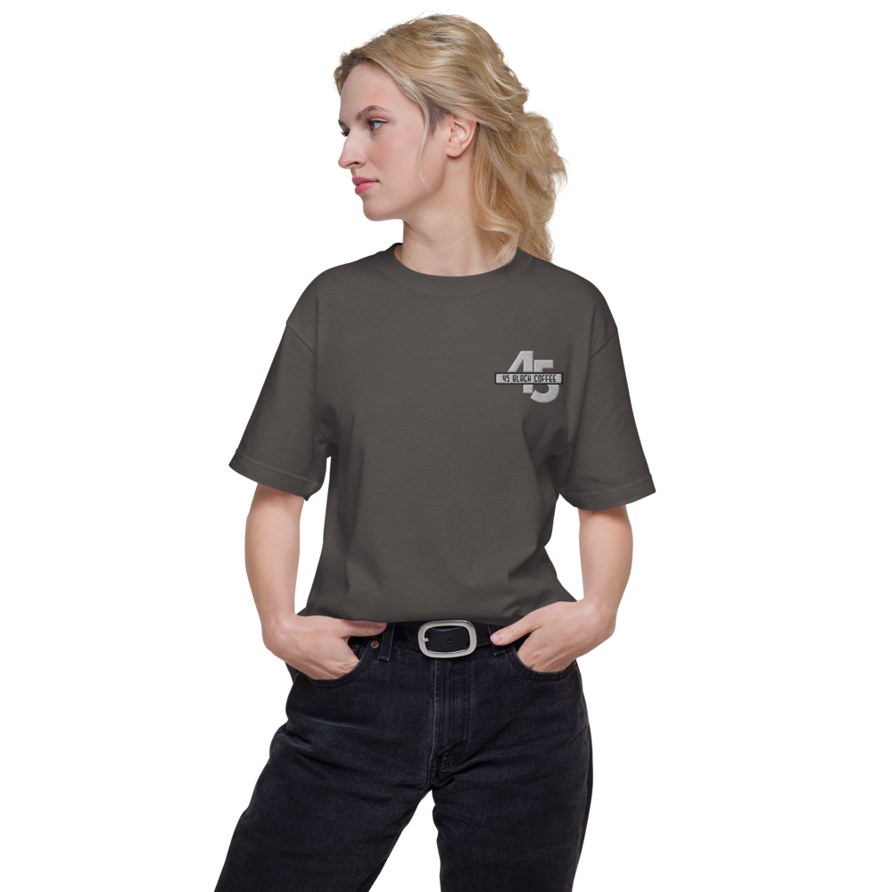 45 Black Coffee Embroidered Unisex Short Sleeve Tee