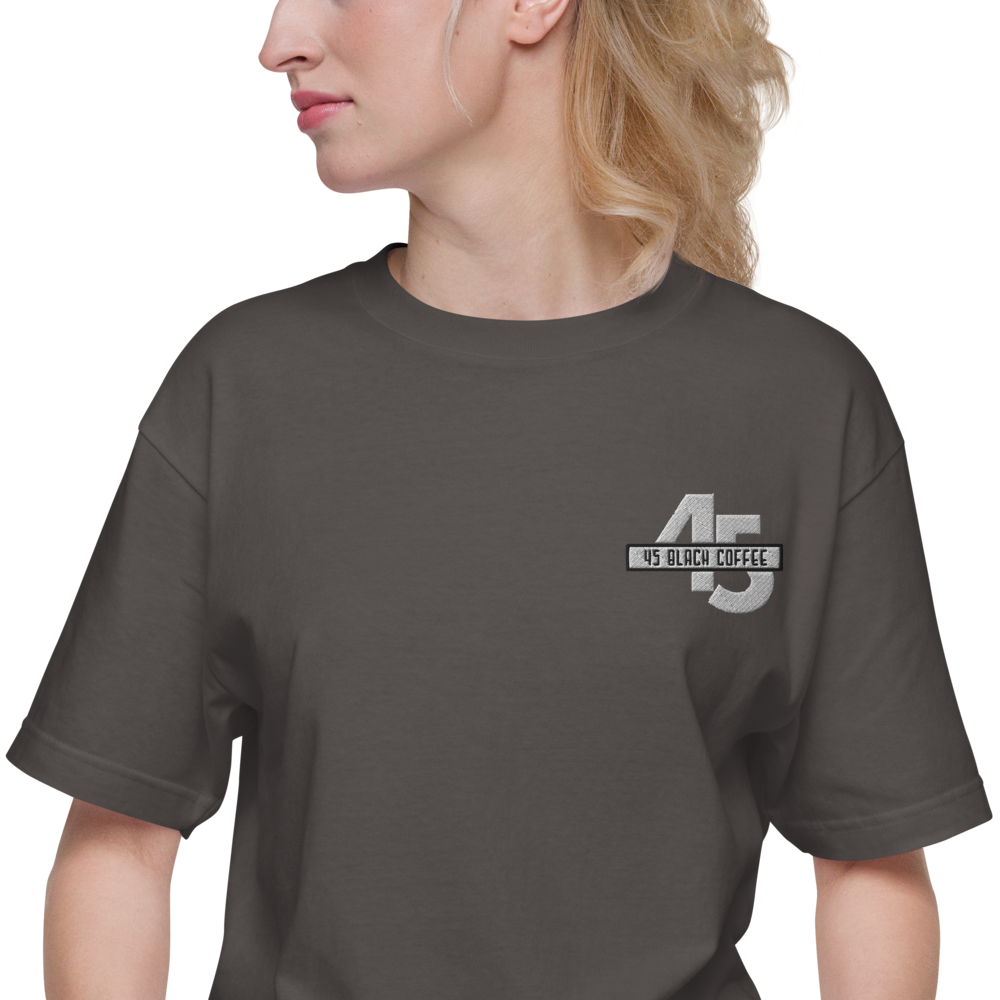 45 Black Coffee Embroidered Unisex Short Sleeve Tee