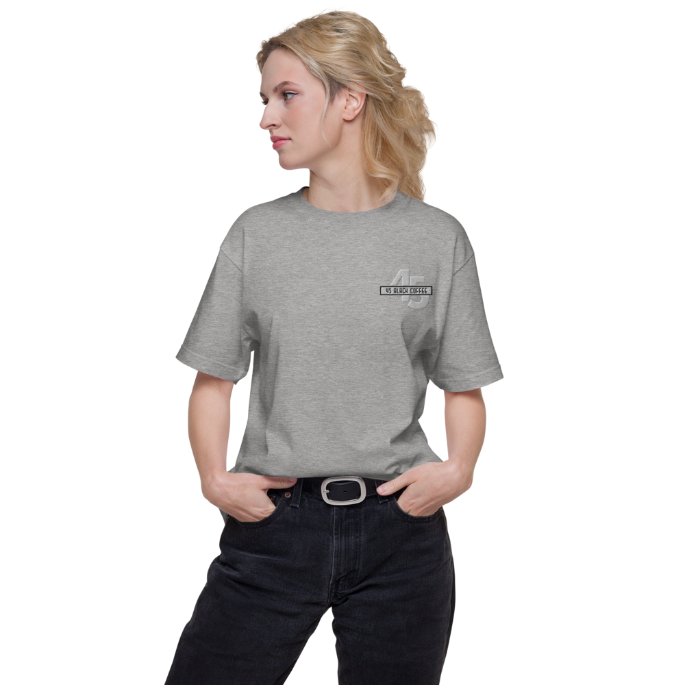 45 Black Coffee Embroidered Unisex Short Sleeve Tee