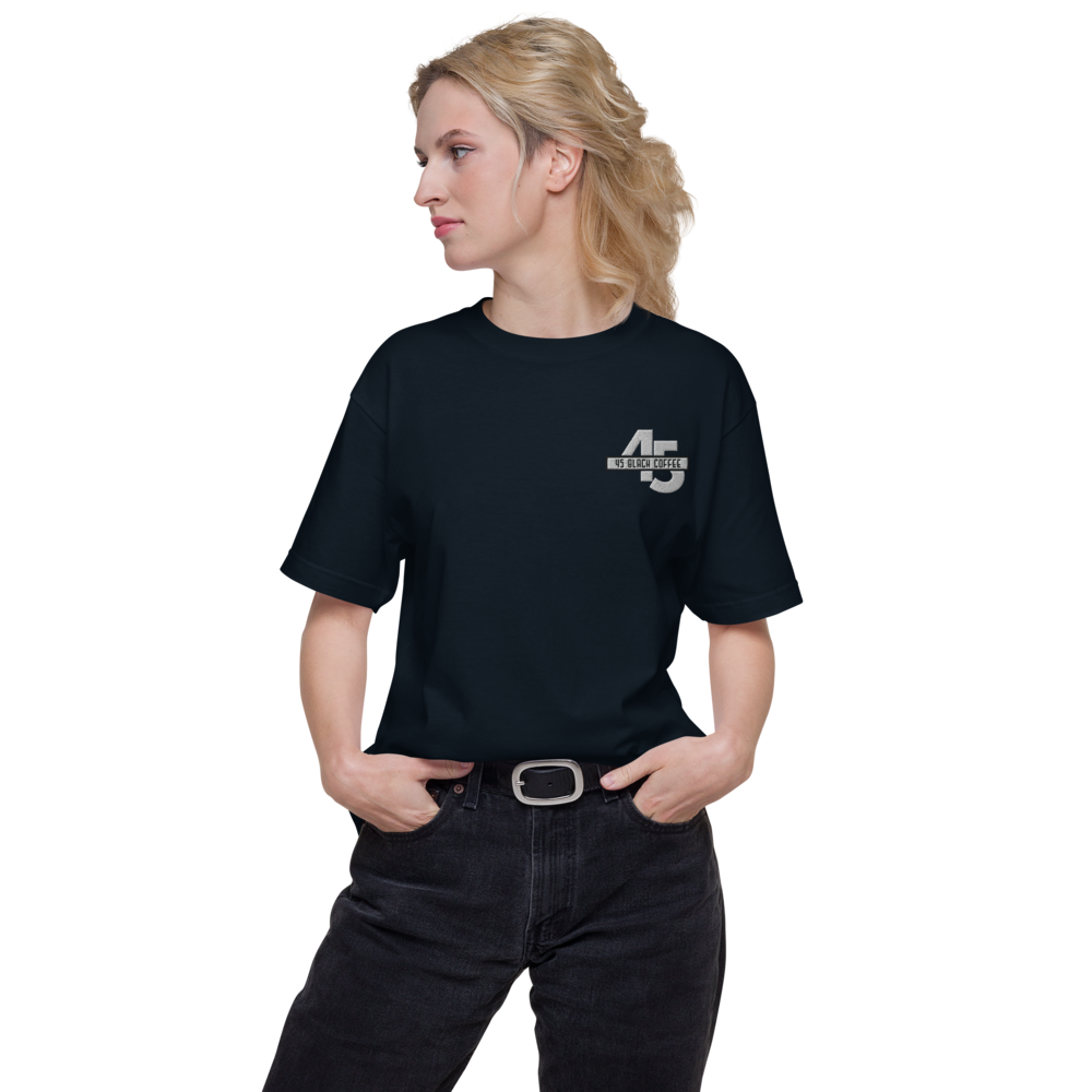 45 Black Coffee Embroidered Unisex Short Sleeve Tee