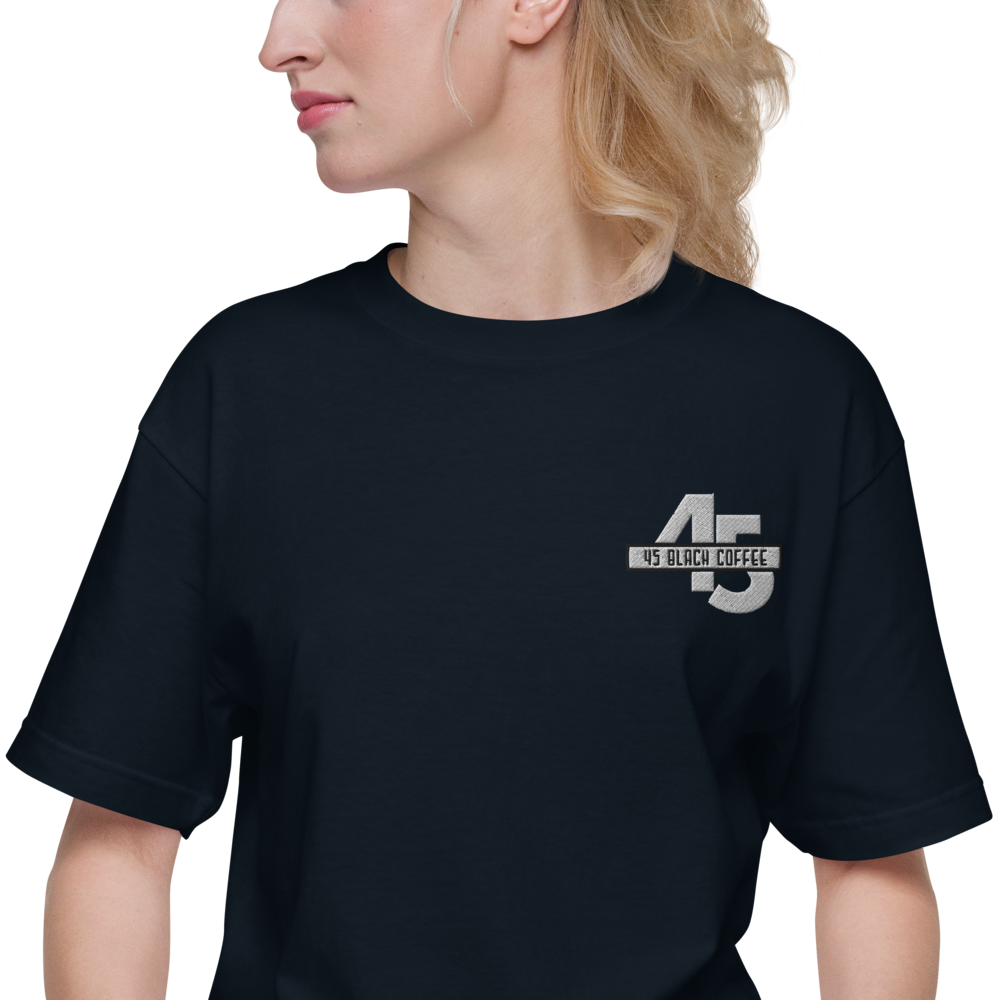 45 Black Coffee Embroidered Unisex Short Sleeve Tee