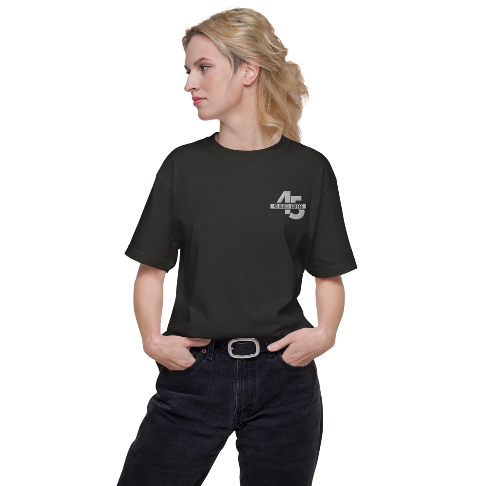 45 Black Coffee Embroidered Unisex Short Sleeve Tee